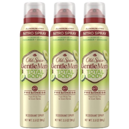 Picture of Old Spice Whole Body Deodorant Spray for Men, Aluminum Free, Cucumber + Avocado Scent, 24/7 Odor Protection, 24/7 Lasting Freshness, Safe to Use All Over, 3.5 oz (Pack Of 3)