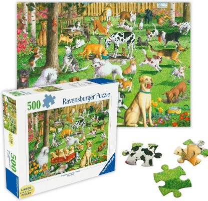Picture of Ravensburger at The Dog Park - 500 Piece Large Format Jigsaw Puzzle - Dogs of Every Breed Romp, Dig, Chase & Play - Premium Quality - Gift for Family Game Night - Puzzles for Adults The Forest Stewardship Council
