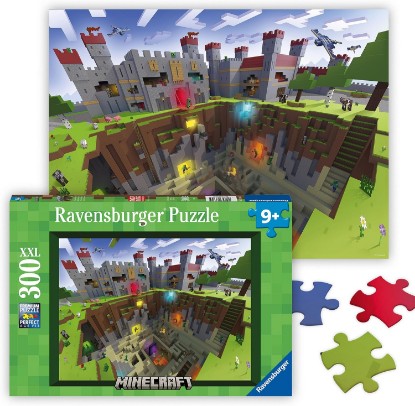 Picture of Ravensburger Minecraft Cutaway - 300 Piece Jigsaw Puzzle - XXL Pieces for Easier Assembly - Exciting, Colorful Cross-Section Image - Premium Quality - Ideal Gift - Screen-Free Fun - Children Age 9+ The Forest Stewardship Council
