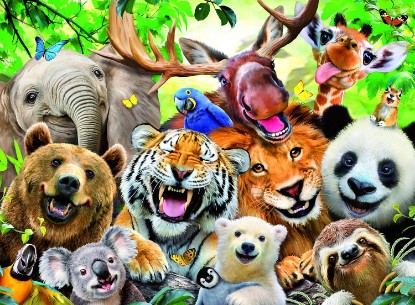Picture of Ravensburger Exotic Animals Selfie - 300 Piece Jigsaw Puzzle - XXL Pieces for Easier Assembly - Funny Selfie of Bears & Friends - Premium Quality - Ideal Gift - Screen-Free Fun - Children Age 9+ The Forest Stewardship Council