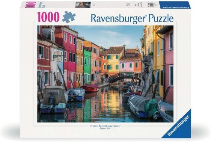 Picture of Ravensburger Burano, Italy - 1000 Piece Jigsaw Puzzle - Stunning, Vivid Imagery of Gondolas & Canal-Side Homes - Colorful Water Scene - Ideal Gift - Frameable Art - Puzzles for Adults The Forest Stewardship Council