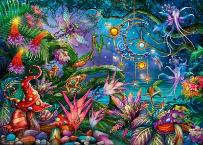 Picture of Ravensburger Rainbow Reverie 1000 Piece Jigsaw Puzzle | Enchanted Garden Scene by Ciro Marchetti | Eco-Friendly and Precision-Cut Pieces
