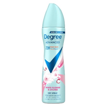 Picture of Degree Antiperspirant Deodorant Dry Spray White Flowers & Lychee 72-Hour Sweat & Odor Protection Deodorant Spray For Women With Body Heat Activated Technology 3.8 oz