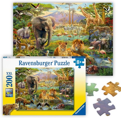 Picture of Ravensburger Animals of The Savannah - 200 Piece Jigsaw Puzzle - Exciting, Colorful Imagery of Lions, Elephants, Tigers & More - Premium Quality - Ideal Gift - Screen-Free Fun - Children Ages 8+ The Forest Stewardship Council
