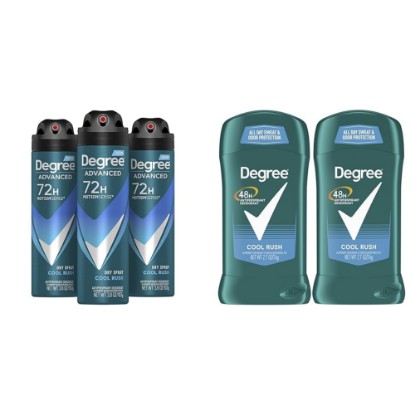 Picture of Degree Men Cool Rush Antiperspirant Deodorant Dry Spray 3 count 3.8 oz & Original Stick Deodorant 2 pack 2.7 oz