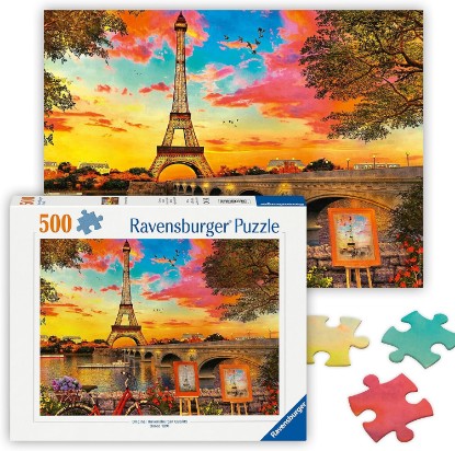 Picture of Ravensburger Evening in Paris - 500 Piece Jigsaw Puzzle - Stunning, Vivid Imagery of Paris at Dusk - Bold Colors - Inspiring Scene - Ideal Gift - Frameable Art - Screen-Free Fun - Puzzles for Adults The Forest Stewardship Council