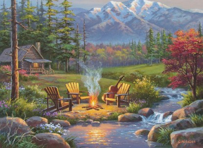 Picture of Ravensburger Riverside Livingroom Puzzle - Part of Great Outdoors Series | Unique 300 Piece Challenge for Adults | Softclick Technology Eco-Friendly Materials The Forest Stewardship Council