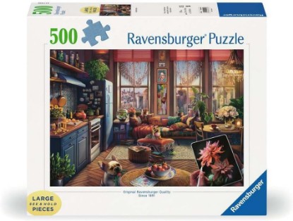 Picture of Ravensburger Cozy Boho Studio - 500 Piece Large Format Jigsaw Puzzle - Charming Studio with a View - Bright, Homey Imagery - Frameable - Premium Quality - Puzzles for Adults The Forest Stewardship Council