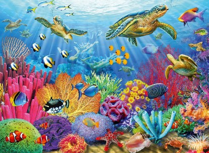 Picture of Ravensburger Tropical Waters Jigsaw Puzzle - 500 Unique Pieces, Precision-Cut | Vibrant, Glare-Free Imagery | Ideal for Relaxation or Group Activity | FSC-Certified Materials The Forest Stewardship Council