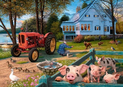 Picture of Ravensburger Country Life 300 Piece Large Format Puzzle | Idyllic Farm Scene by Steve Read | Perfect Interlocking Fit | Eco-Friendly Materials