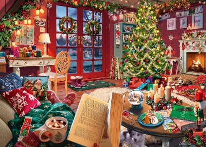 Picture of Ravensburger Cozy Christmas - 500 Piece Large Format Puzzle for Adults - Warm Holiday Gathering - Perfect for Winter Evenings