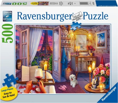 Picture of Ravensburger Cozy Bathroom Jigsaw Puzzle - 500 Piece Large Format | Adult Friendly | Unique Softclick Technology Vibrant & Glare-Free | FSC-Certified Sustainable Product The Forest Stewardship Council