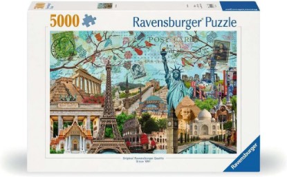 Picture of Ravensburger Big City Collage - 5000 Piece Jigsaw Puzzle - Stunning Vivid Colors - The Globes Biggest Cities - Postcard Rendition - Frameable - Premium Quality - Puzzles for Adults The Forest Stewardship Council