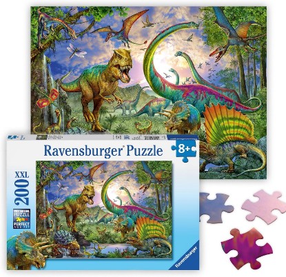 Picture of Ravensburger Realm of The Giants - 200 Piece Jigsaw Puzzle - Stunning Dinosaur Imagery - T-Rex, Velociraptor & More - Premium Quality - Ideal Gift - Screen-Free Fun - MESH Accredited Kids Ages 8+ The Forest Stewardship Council