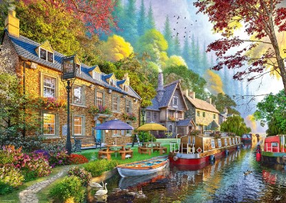 Picture of Ravensburger Down Lane No. 6: Canal Side Lane 1000 Piece Puzzle, for Adults | Picturesque Village Scene, Premium Quality, Perfect Interlocking Fit, Ages 14+ The Forest Stewardship Council