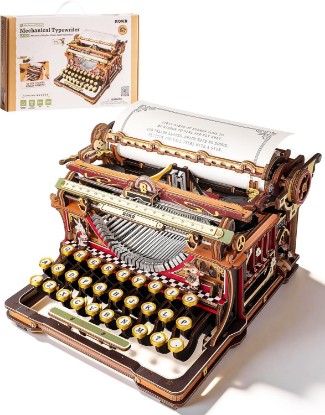 Picture of ROKR 3D Wooden Puzzles for Adults, Vintage Typewriter Model Kit to Build, 12-Hour Immersive Mechanical Building Set, Unique Gift Idea for Adults Desk Decor Display