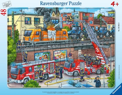 Picture of Ravensburger Firetruck Rescue 48 Piece Frame Puzzle for Kids 4+ The Forest Stewardship Council