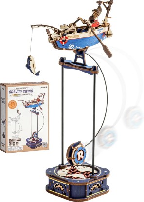 Picture of ROKR 3D Wooden Puzzles for Adults,Gravity Swing Ocean Fisher Model kit, 161Piece 3D Puzzles for Adults