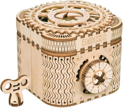 Picture of ROKR 3D Wooden Puzzle Mechanical Treasure Box Model DIY Brain Teaser Projects for Adult Age 14+ Birthday Gift Educational Toys Wooden Puzzles for Adults