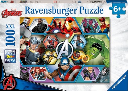 Picture of Ravensburger Marvel Avengers 100 Piece XXL Jigsaw Puzzle, Gift Idea for Age 6 and Educational and Challenging Game, 12004029 The Forest Stewardship Council
