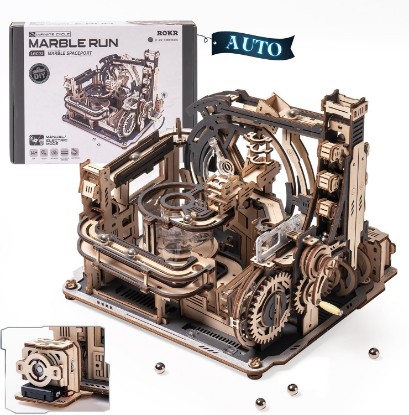 Picture of ROKR 3D Puzzles for Adults, Electric Model Kits Marble Spaceport LGC01, 472pcs Marble Run Brain Teaser Wooden Puzzles Building Toy, Desk Decor Creative Birthday Gifts for Men/Women 14+