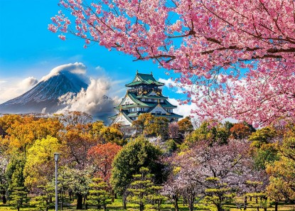 Picture of HUADADA 1000 Piece Puzzles for Adults - Cherry Blossoms in Osaka Castle, Japan - Jigsaw Puzzles for Adults 1000 Piece Educational Games Colorful Puzzles for Home Decoration