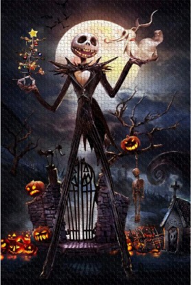 Picture of Jigsaw Puzzle 1000 Piece Wooden Puzzle Halloween Picture Family Decorations, Unique Birthday Present Suitable for Teenagers and Adults
