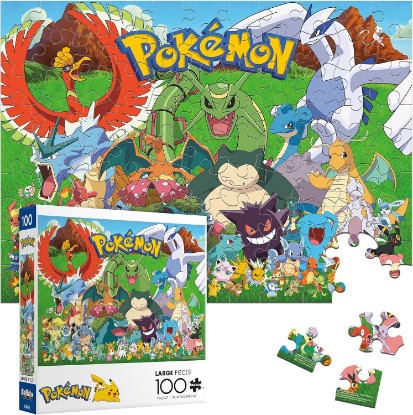 Picture of Buffalo Games - Pokémon Fan Favorites - 100 Piece Puzzle for Kids Ages 6-8 | Official Pokemon Licensed, Recycled Board, Finished Size 15 in x 11 in15 in x 11 in, Includes Poster, Giftable
