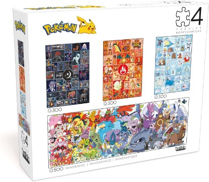 Picture of Buffalo Games - Pokémon Johto Region - 4 Pack, 300-500 Piece Jigsaw Puzzles | For Adults, Finished Size 18 x 24 in, Includes Poster, Giftable, Frameable Art
