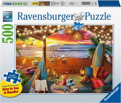 Picture of Ravensburger Cozy Cabana Puzzle - Tranquil 500-Piece Jigsaw | Unique Softclick Technology | Large Format | FSC-Certified Materials | Ideal Family Fun Activity The Forest Stewardship Council