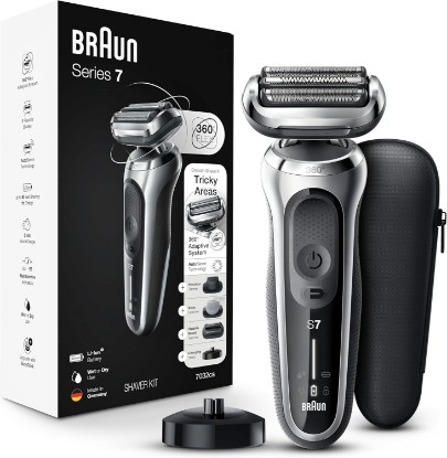 Picture of Braun Series 7 7032cs Flex Electric Razor for Men, Wet & Dry, Electric Razor, Rechargeable, Cordless Foil Shaver with Beard Trimmer and Charging Stand, Silver GreenCircle Certified: Certified Energy Savings