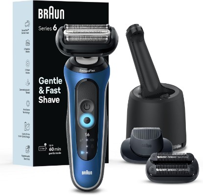 Picture of Braun Electric Shaver for Men, Series 6 6177cc, Wet & Dry Shave, Turbo & Gentle Shaving Modes, Foil Shaver, Blue GreenCircle Certified: Certified Energy Savings