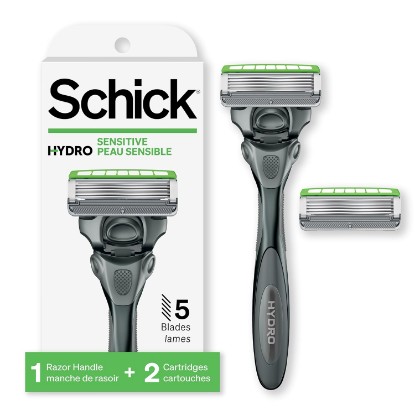 Picture of Schick Hydro 5 Sense Sensitive Skin Razor with Shock Absorb Technology for Men, 1 Handle with 2 Refills