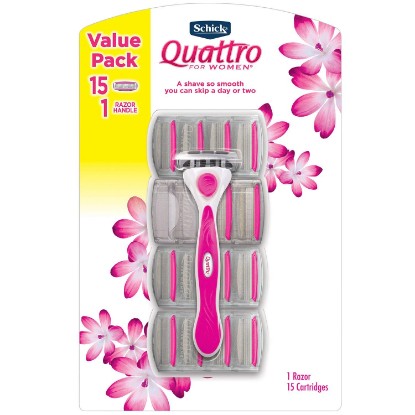 Picture of Schick Quattro for Women Razor, Enriched with Aloe and Vitamin E, 15 Cartridges
