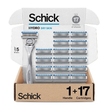 Picture of Schick Hydro Advanced Hydration 5-Blade Mens Razors, 1 Handle & 17 Refills | 5-blade razors for men, 7 gel pools for 2-hour moisture, Protective skin guards, Flip-back precision edging tool