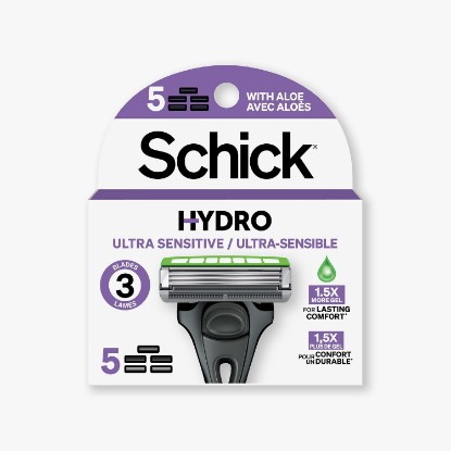 Picture of Schick Hydro Ultra Sensitive 3-Blade Razors for Men Refills, 5 ct | Mens razor blades refills, Moisturizing Hydro Gel, Protective guards for sensitive skin, For ingrown hair prevention
