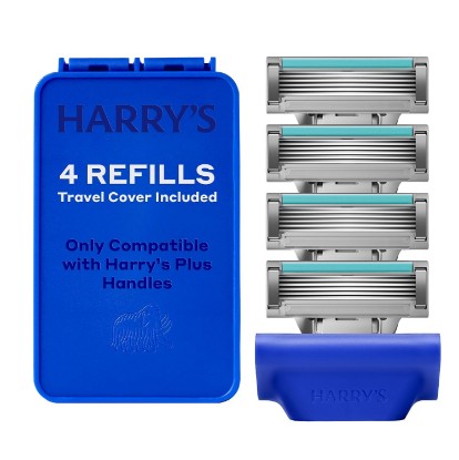 Picture of Harry's Plus Razor Refills - 4 Cartridges with Travel Blade Cover | Compact Cartridge Design for Precise Control - Shaving Kit for Men - Only Compatible with Harry's Plus Handles