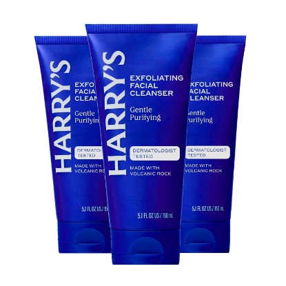 Picture of Harry's Exfoliating Face Wash for Men - 5.1 fl oz (3 Pack) | Gentle Facial Skin Care Products with Volcanic Rock Exfoliant - Dermatologist Tested [Amazon-developed Certification] Compact by Design
