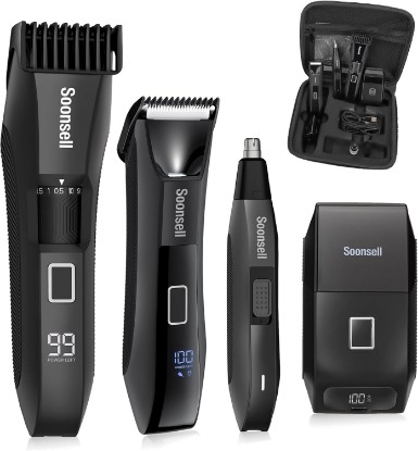 Picture of Soonsell Manscape Beard Trimmer for Men,Ball Shaver,Nose Hair Clippers,Electric Razor,Hair Clippers for Men,4 IN1 Men's Grooming Kit,LED Display,Waterproof,Wet/Dry Trimmer | Ball Shaver,Nose Hair Clippers,Electric Razor,Hair Clippers for Men,LED Display,Waterproof,Wet/Dry Trimmer