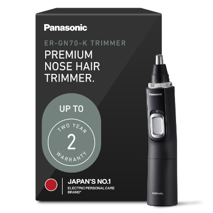 Picture of Panasonic Ear and Nose Hair Trimmer for Men with Vacuum Cleaning System, Powerful Motor and Dual-Edge Blades for Smoother Cutting, Wet/Dry – ER-GN70-K (Black)