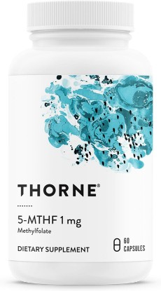 Picture of THORNE 5-MTHF 1 mg, Active Methylfolate Vitamin B9 Supplement, 60 Capsules | Supports Methylation, Healthy Homocysteine Levels, Heart & Brain Health, Fetal Development, Mood & Nervous System Health*
