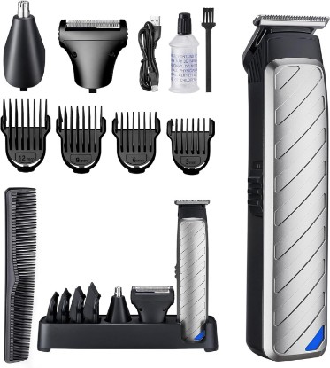 Picture of Beard Trimmer for Men, 3-in-1 Grooming Kit, with Stainless Steel Heads, Nose/Body Trimmer & Storage Base - 120Min Long Runtime