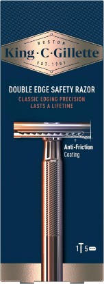 Picture of King C. Gillette Double Edge Safety Razor for Men, 5 Platinum Coated Double Edge Razor Blades, Gifts for Men