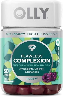 Picture of OLLY Laser Focus Gummy, Ginseng, 36 Count & Flawless Complexion Gummy, Clear Skin Support, 50 Count