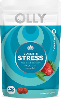 Picture of OLLY Goodbye Stress Gummy, GABA, L-Theanine, Lemon Balm, Stress Relief Supplement, Berry Flavor - 120 Count