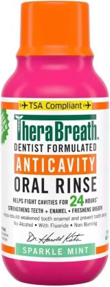 Picture of TheraBreath Anticavity Fluoride Mouthwash, Sparkle Mint, Travel Size, 3 fl oz