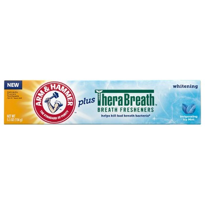 Picture of Arm & Hammer Whitening Toothpaste Plus Therabreath Breath Fresheners, Invigorating ICY Mint Flavor, 5.5 oz