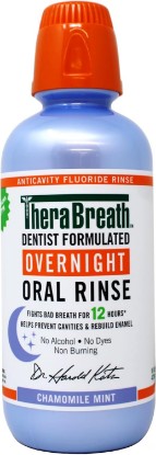 Picture of TheraBreath Overnight Oral Rinse – Fights Bad Breath for 12 Hours, Chamomile Mint Flavor, 16 fl oz
