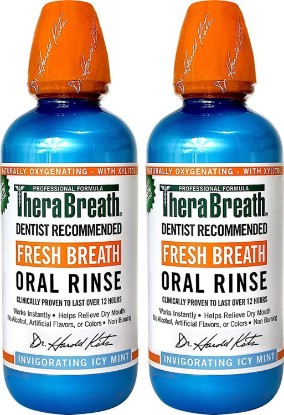 Picture of TheraBreath Dentist Recommended Fresh Breath Oral Rinse - Icy Mint Flavor, 16 Fl Oz (Pack of 2) [Amazon-developed Certification] Compact by Design