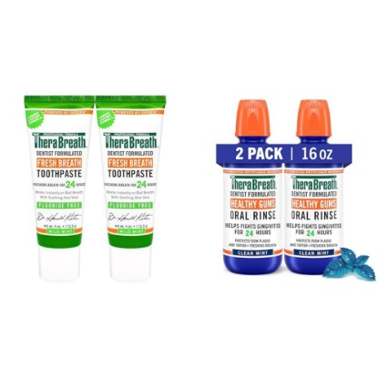Picture of TheraBreath Dentist Formulated Toothpaste (4 Oz, Pack of 2) and Antigingivitis Mouthwash (16 Fl Oz, 2-Pack) Bundle